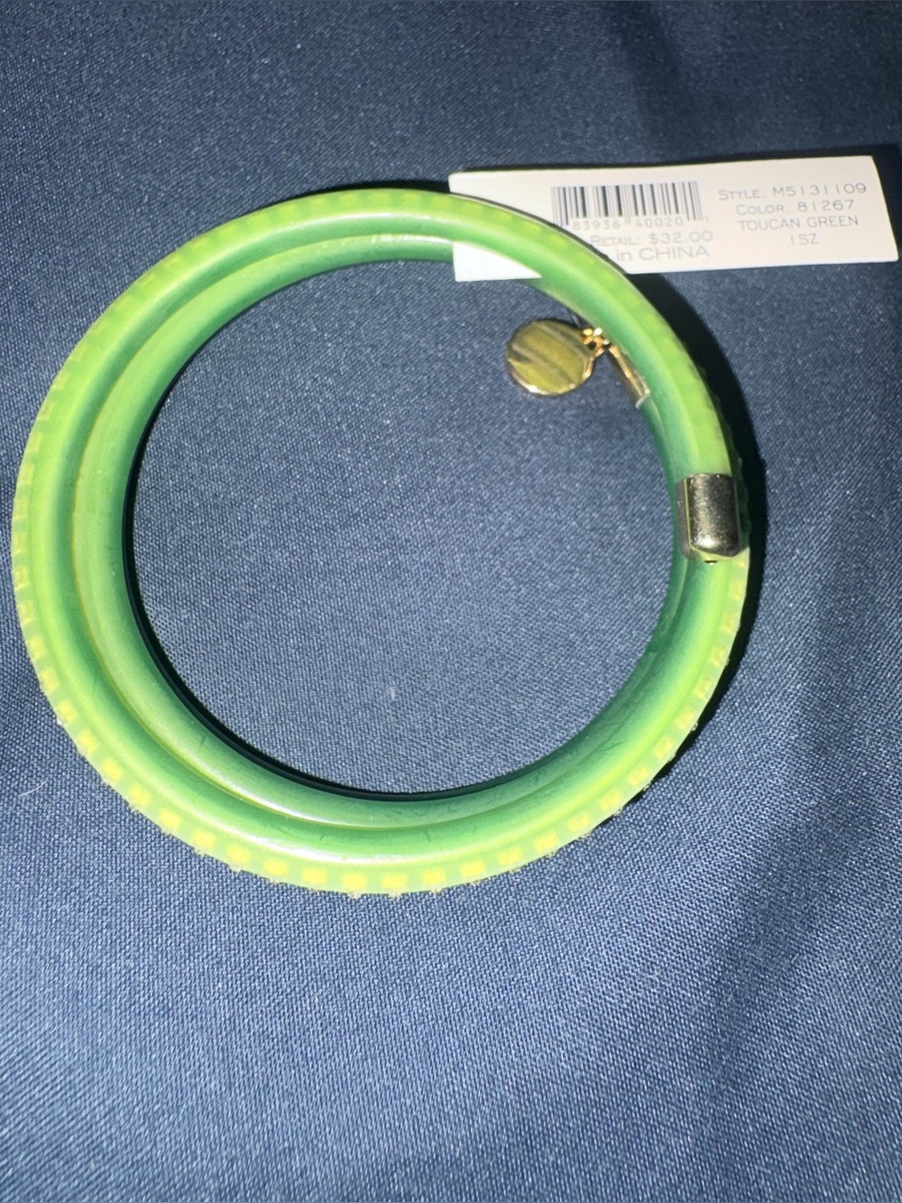 Marc by Marc NWT Toucan Green Crystal Coil Wrap Bracelet Y2K Designer Glam - Picture 7 of 9